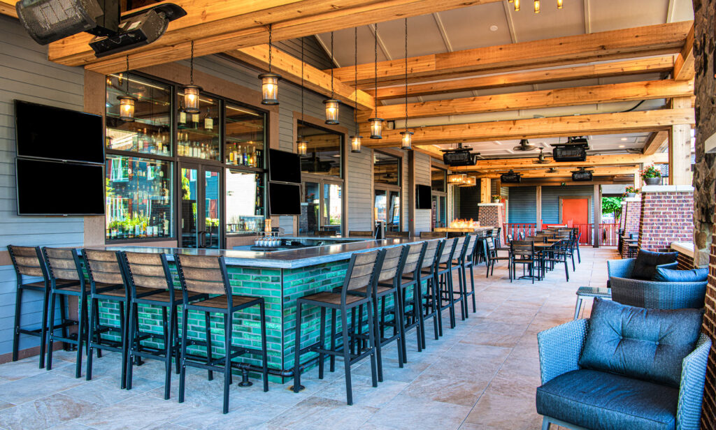 Bar Area in New York Restaurant with Gas heaters