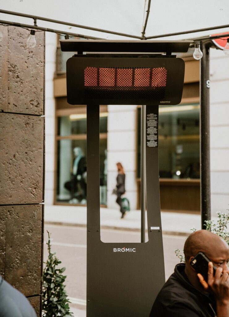 Portable Outdoor Heater at Restaurant Patio